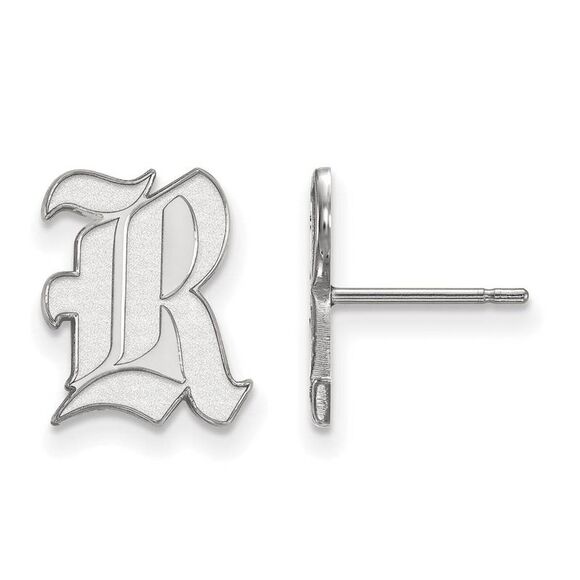 14k White Gold Rice University Small Post Earrings